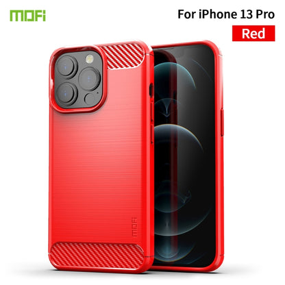 For iPhone 13 Pro MOFI Gentleness Series Brushed Texture Carbon Fiber Soft TPU Case  (Red) - iPhone 13 Pro Cases by MOFI | Online Shopping South Africa | PMC Jewellery