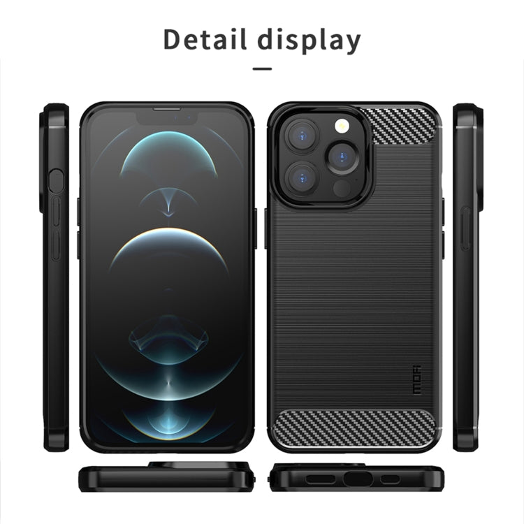 For iPhone 13 Pro Max MOFI Gentleness Series Brushed Texture Carbon Fiber Soft TPU Case  (Red) - iPhone 13 Pro Max Cases by MOFI | Online Shopping South Africa | PMC TechLife