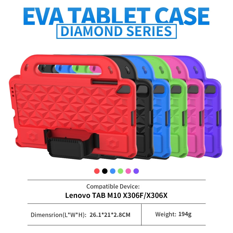 For Lenovo M10 X306X / X306F Diamond Series EVA Anti-Fall Shockproof Sleeve Protective Shell Case with Holder & Strap(Red) - Lenovo by PMC TechLife | Online Shopping South Africa | PMC TechLife | Buy Now Pay Later Mobicred