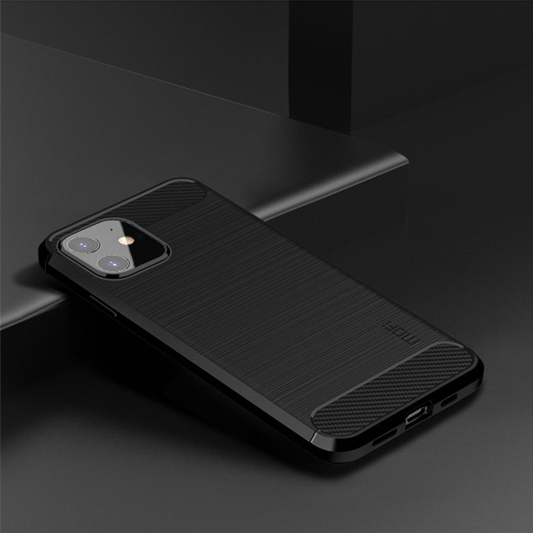 For iPhone 12 mini MOF Gentleness Series Brushed Texture Carbon Fiber Soft TPU Case (Black) - iPhone 12 mini Cases by MOFI | Online Shopping South Africa | PMC TechLife