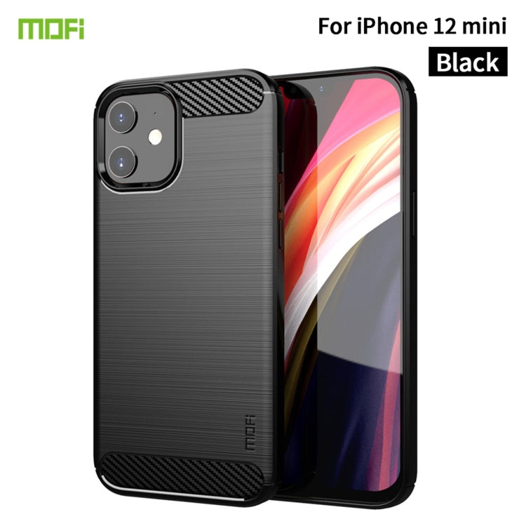 For iPhone 12 mini MOF Gentleness Series Brushed Texture Carbon Fiber Soft TPU Case (Black) - iPhone 12 mini Cases by MOFI | Online Shopping South Africa | PMC TechLife