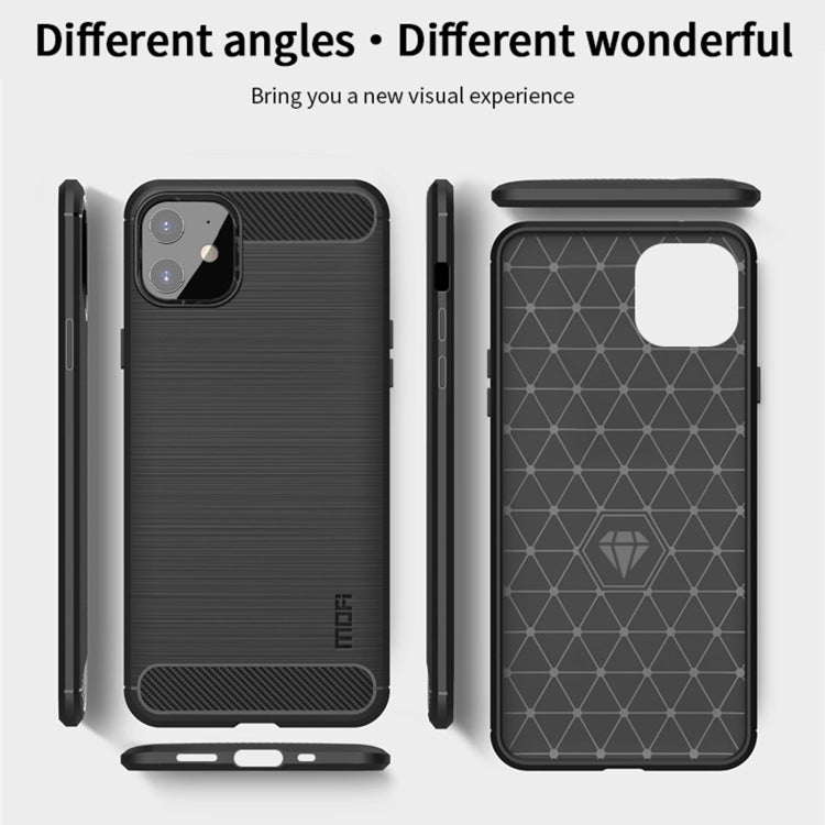 For iPhone 12 mini MOF Gentleness Series Brushed Texture Carbon Fiber Soft TPU Case (Blue) - iPhone 12 mini Cases by MOFI | Online Shopping South Africa | PMC TechLife