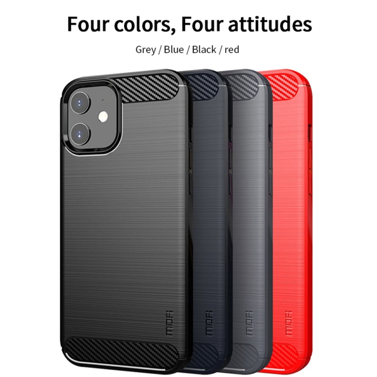 For iPhone 12 mini MOF Gentleness Series Brushed Texture Carbon Fiber Soft TPU Case (Gray) - iPhone 12 mini Cases by MOFI | Online Shopping South Africa | PMC Jewellery