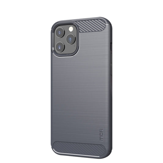 For iPhone 12 / 12 Pro MOF Gentleness Series Brushed Texture Carbon Fiber Soft TPU Case(Gray) - iPhone 12 / 12 Pro Cases by MOFI | Online Shopping South Africa | PMC Jewellery