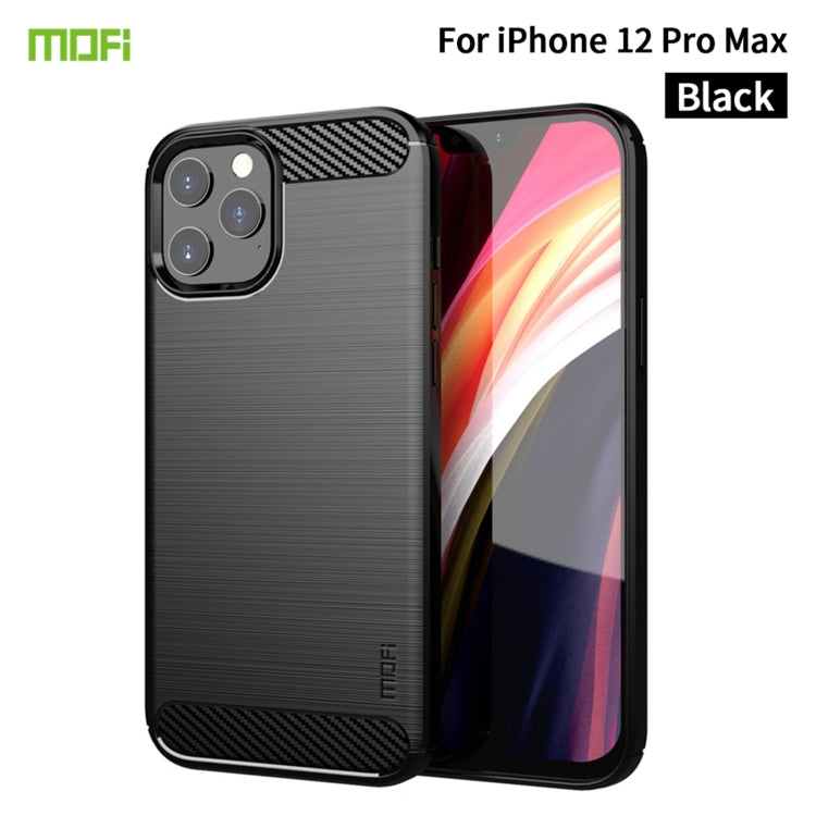 For iPhone 12 Pro Max MOF Gentleness Series Brushed Texture Carbon Fiber Soft TPU Case(Black) - iPhone 12 Pro Max Cases by MOFI | Online Shopping South Africa | PMC TechLife