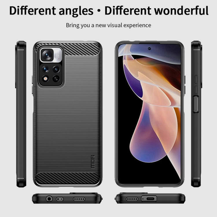 For Xiaomi Redmi Note11 Pro / Note 11 Pro+ MOFI Gentleness Series Brushed Texture Carbon Fiber Soft TPU Phone Case(Black) - Xiaomi Cases by MOFI | Online Shopping South Africa | PMC TechLife