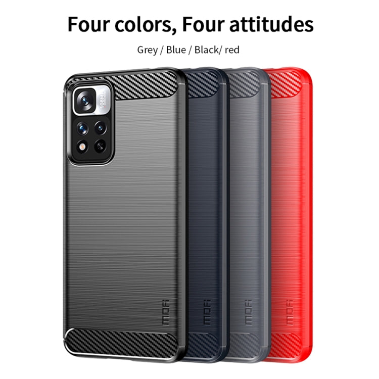 For Xiaomi Redmi Note11 Pro / Note 11 Pro+ MOFI Gentleness Series Brushed Texture Carbon Fiber Soft TPU Phone Case(Red) - Xiaomi Cases by MOFI | Online Shopping South Africa | PMC TechLife