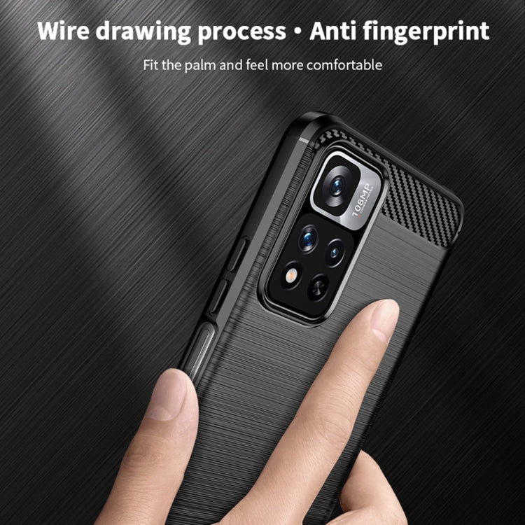 For Xiaomi Redmi Note11 Pro / Note 11 Pro+ MOFI Gentleness Series Brushed Texture Carbon Fiber Soft TPU Phone Case(Red) - Xiaomi Cases by MOFI | Online Shopping South Africa | PMC TechLife
