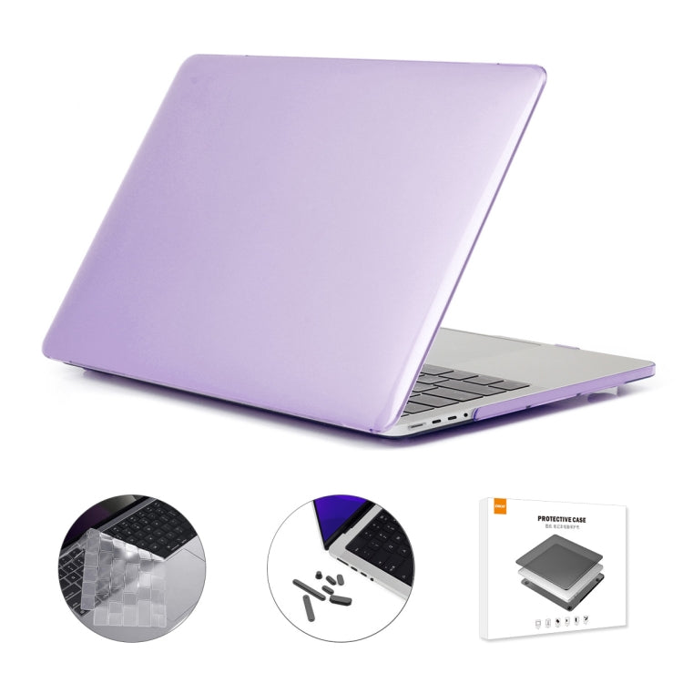 ENKAY Hat-Prince 3 in 1 Crystal Laptop Protective Case + TPU Keyboard Film + Anti-dust Plugs Set for MacBook Pro 16.2 inch A2485 2021/A2880 2023, Version:EU Version(Purple) - MacBook Pro Cases by ENKAY | Online Shopping South Africa | PMC Jewellery | Buy Now Pay Later Mobicred