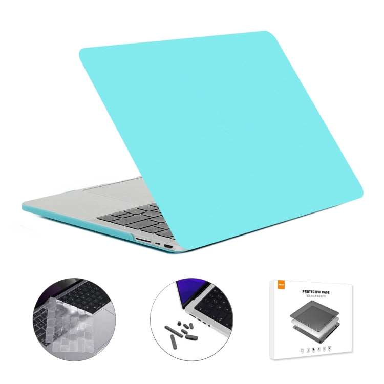 ENKAY Hat-Prince 3 in 1 Matte Laptop Protective Case + TPU Keyboard Film + Anti-dust Plugs Set for MacBook Pro 14.2 inch A2442 2021/A2779 2023, Version:EU Version(Cyan) - MacBook Pro Cases by ENKAY | Online Shopping South Africa | PMC Jewellery | Buy Now Pay Later Mobicred