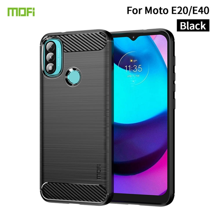 For Motorola Moto E20 / E30 / E40 MOFI Gentleness Series Brushed Texture Carbon Fiber Soft TPU Case(Black) - Motorola Cases by MOFI | Online Shopping South Africa | PMC TechLife | Buy Now Pay Later Mobicred