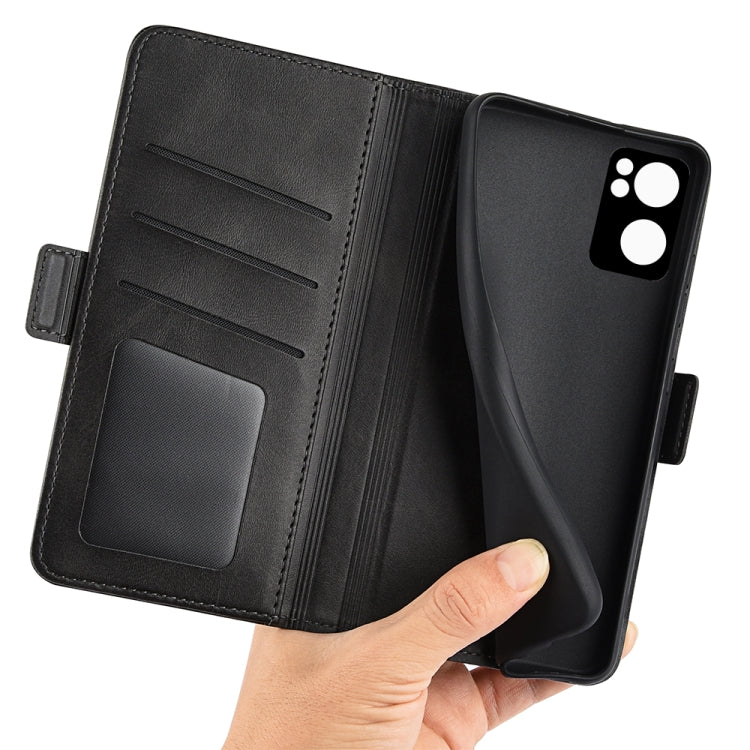 For OPPO Reno7 5G / Find X5 Lite Dual-side Magnetic Flip Leather Case(Black) - OPPO Cases by PMC TechLife | Online Shopping South Africa | PMC TechLife | Buy Now Pay Later Mobicred