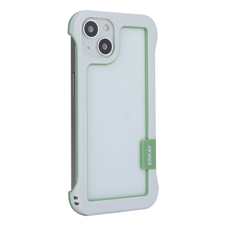 For iPhone 13 ENKAY Frameless Hollow Shockproof PC Case(White) - iPhone 13 Cases by ENKAY | Online Shopping South Africa | PMC Jewellery | Buy Now Pay Later Mobicred