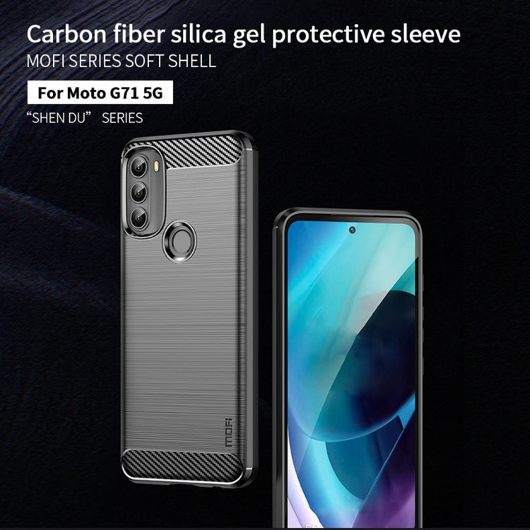 For Motorola Moto G71 5G MOFI Gentleness Brushed Carbon Fiber Soft TPU Case(Black) - Motorola Cases by MOFI | Online Shopping South Africa | PMC Jewellery | Buy Now Pay Later Mobicred