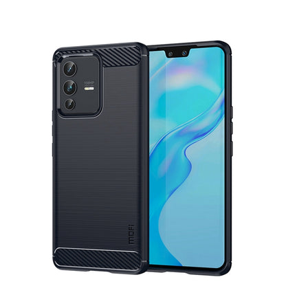 For vivo V23 Pro /S12 Pro MOFI Gentleness Series Brushed Texture Carbon Fiber Soft TPU Phone Case(Blue) - vivo Cases by MOFI | Online Shopping South Africa | PMC Jewellery