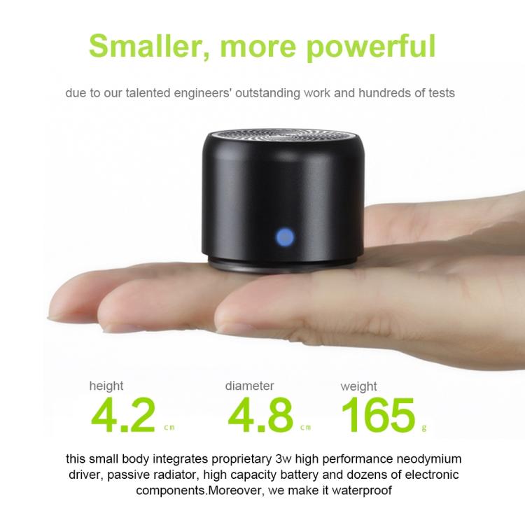 A106Pro IPX7 Waterproof Mini Portable Bluetooth Metal Speaker(Black) - Mini Speaker by PMC TechLife | Online Shopping South Africa | PMC TechLife | Buy Now Pay Later Mobicred