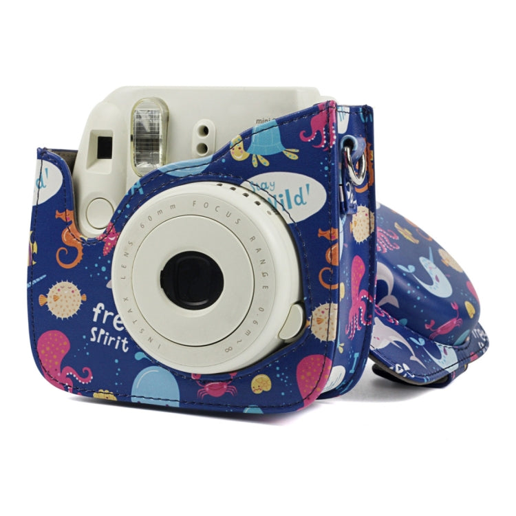 Ocean World Pattern Full Body Camera PU Leather Case Bag with Strap for FUJIFILM instax mini 9 / mini 8+ / mini 8 - Leather Bag by PMC TechLife | Online Shopping South Africa | PMC TechLife | Buy Now Pay Later Mobicred