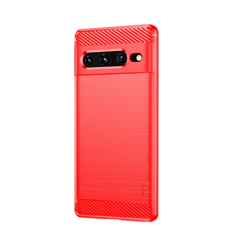 For Google pixel 7 Pro 5G MOFI Gentleness Series Brushed Texture Carbon Fiber TPU Phone Case(Red) - Google Cases by MOFI | Online Shopping South Africa | PMC TechLife | Buy Now Pay Later Mobicred