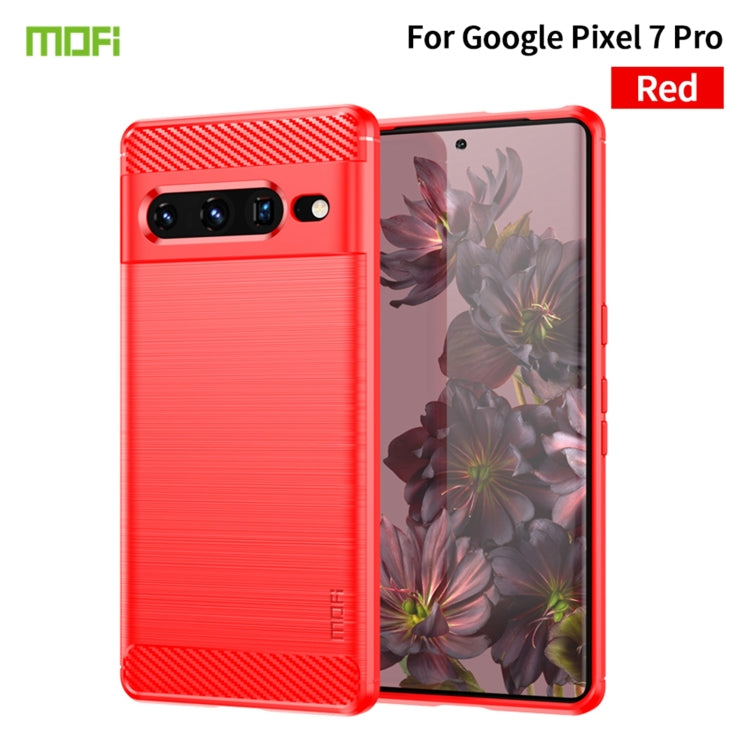 For Google pixel 7 Pro 5G MOFI Gentleness Series Brushed Texture Carbon Fiber TPU Phone Case(Red) - Google Cases by MOFI | Online Shopping South Africa | PMC TechLife | Buy Now Pay Later Mobicred