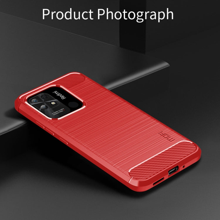 For Xiaomi Redmi 10C MOFI Gentleness Brushed Carbon Fiber Soft TPU Case(Red) - Xiaomi Cases by MOFI | Online Shopping South Africa | PMC TechLife