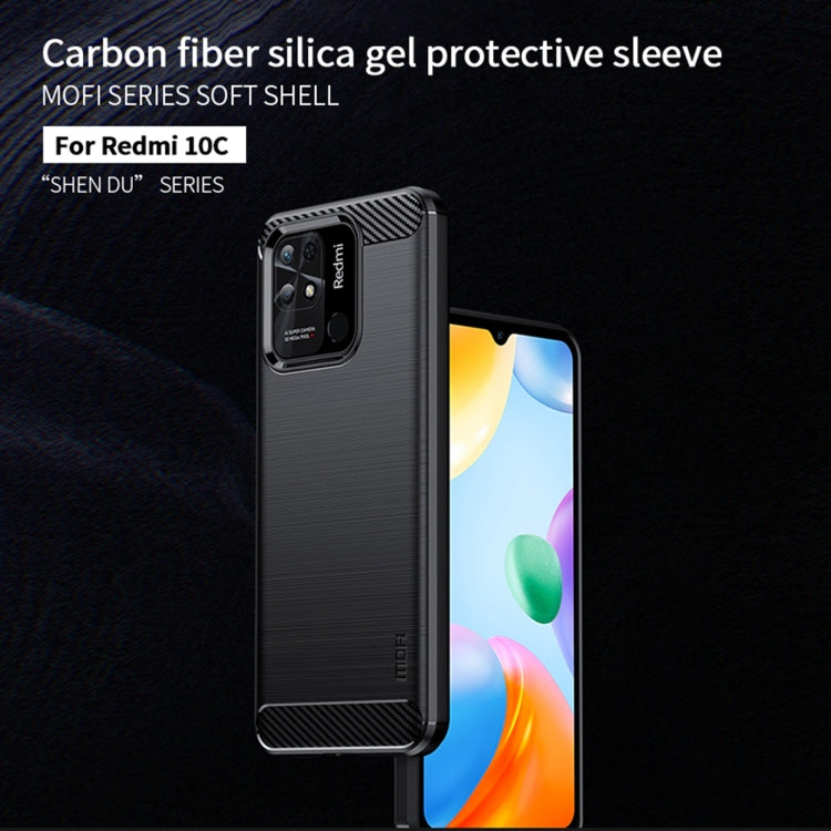 For Xiaomi Redmi 10C MOFI Gentleness Brushed Carbon Fiber Soft TPU Case(Red) - Xiaomi Cases by MOFI | Online Shopping South Africa | PMC TechLife
