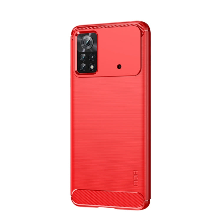 For Xiaomi Poco X4 Pro 5G MOFI Gentleness Brushed Carbon Fiber Soft TPU Case(Red) - Xiaomi Cases by MOFI | Online Shopping South Africa | PMC TechLife | Buy Now Pay Later Mobicred