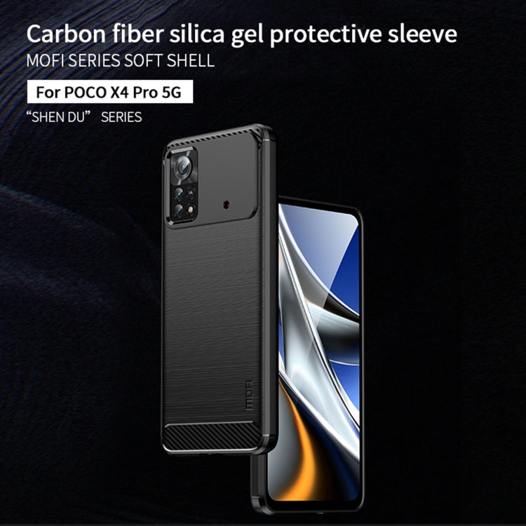 For Xiaomi Poco X4 Pro 5G MOFI Gentleness Brushed Carbon Fiber Soft TPU Case(Red) - Xiaomi Cases by MOFI | Online Shopping South Africa | PMC TechLife | Buy Now Pay Later Mobicred