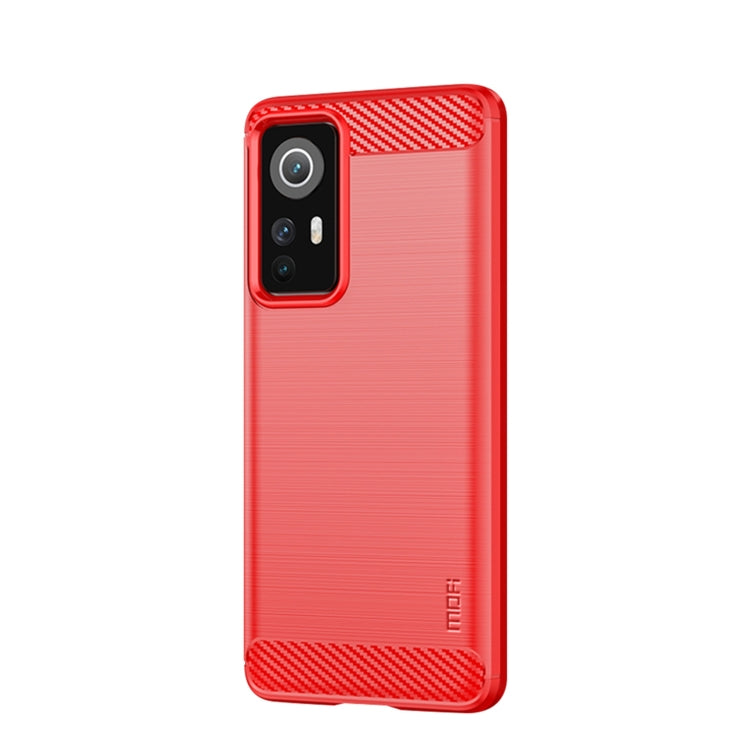 For Xiaomi 12 / 12X MOFI Gentleness Brushed Carbon Fiber Soft TPU Case(Red) - Xiaomi Cases by MOFI | Online Shopping South Africa | PMC Jewellery | Buy Now Pay Later Mobicred