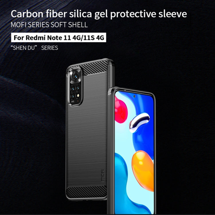 For Xiaomi Redmi Note 11 4G Global / Note 11S 4G MOFI Gentleness Brushed Carbon Fiber TPU Case(Red) - Xiaomi Cases by MOFI | Online Shopping South Africa | PMC TechLife | Buy Now Pay Later Mobicred