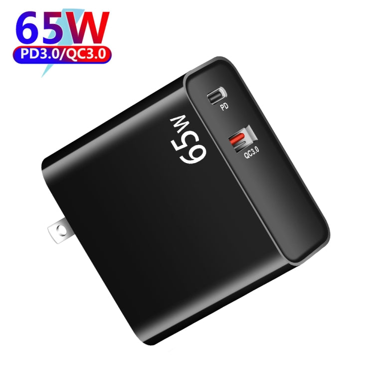 PD-65W USB-C / Type-C + QC3. 0 USB Laptop Charging Adapter + 1.8m USB-C / Type-C to MagSafe 2 / T Head Data Cable, US Plug(Black) - free shipping - PMC Jewellery - Order now!