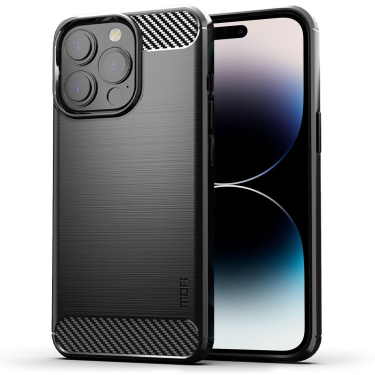 For iPhone 14 Pro MOFI Gentleness Brushed Texture Carbon Fiber TPU Phone Case (Black) - iPhone 14 Pro Cases by MOFI | Online Shopping South Africa | PMC TechLife