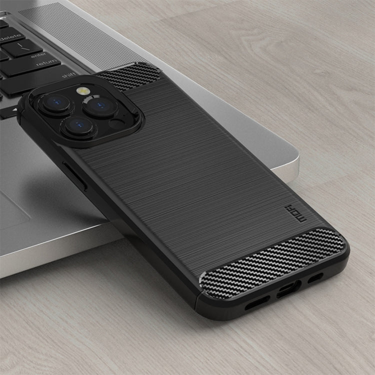 For iPhone 14 Pro MOFI Gentleness Brushed Texture Carbon Fiber TPU Phone Case (Black) - iPhone 14 Pro Cases by MOFI | Online Shopping South Africa | PMC TechLife