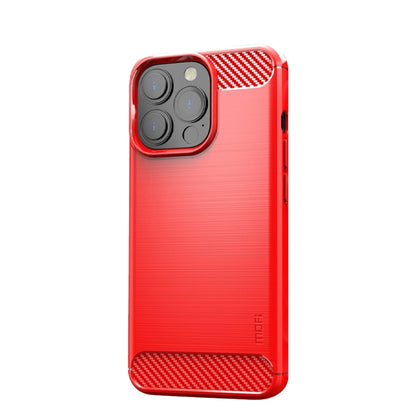 For iPhone 14 Pro MOFI Gentleness Brushed Texture Carbon Fiber TPU Phone Case (Red) - iPhone 14 Pro Cases by MOFI | Online Shopping South Africa | PMC Jewellery