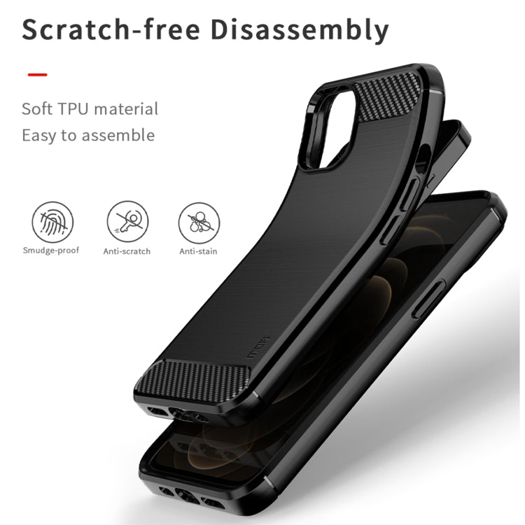 For iPhone 14 Plus MOFI Gentleness Brushed Texture Carbon Fiber TPU Phone Case  (Black) - iPhone 14 Plus Cases by MOFI | Online Shopping South Africa | PMC Jewellery