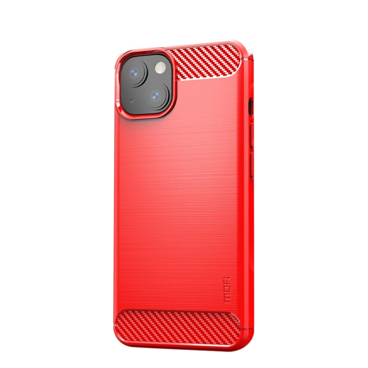 For iPhone 14 Plus MOFI Gentleness Brushed Texture Carbon Fiber TPU Phone Case  (Red) - iPhone 14 Plus Cases by MOFI | Online Shopping South Africa | PMC TechLife
