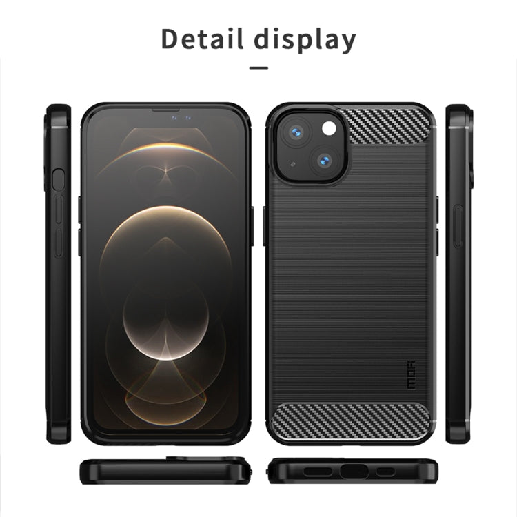For iPhone 14 Plus MOFI Gentleness Brushed Texture Carbon Fiber TPU Phone Case  (Red) - iPhone 14 Plus Cases by MOFI | Online Shopping South Africa | PMC TechLife