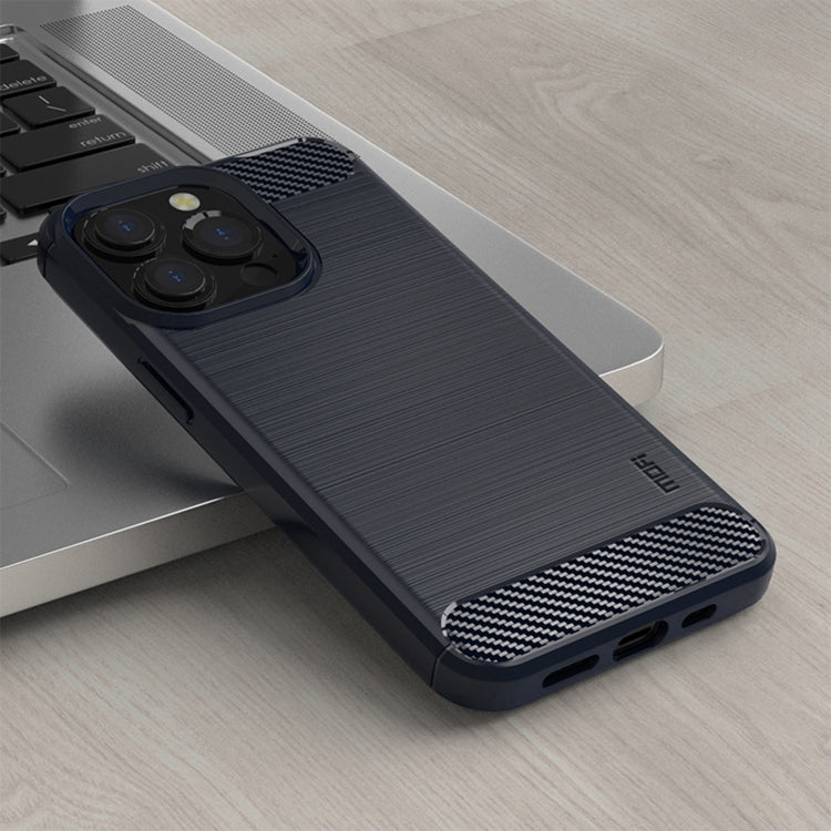 For iPhone 14 Pro Max MOFI Gentleness Brushed Texture Carbon Fiber TPU Phone Case (Blue) - iPhone 14 Pro Max Cases by MOFI | Online Shopping South Africa | PMC TechLife