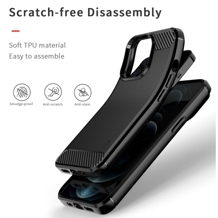 For iPhone 14 Pro Max MOFI Gentleness Brushed Texture Carbon Fiber TPU Phone Case (Blue) - iPhone 14 Pro Max Cases by MOFI | Online Shopping South Africa | PMC TechLife