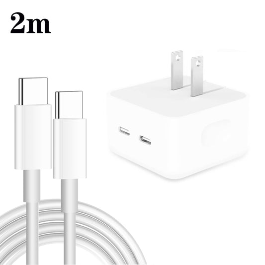 PD 35W Dual USB-C / Type-C Ports Charger with 2m Type-C to Type-C Data Cable, US Plug - USB Charger by PMC Jewellery | Online Shopping South Africa | PMC Jewellery | Buy Now Pay Later Mobicred