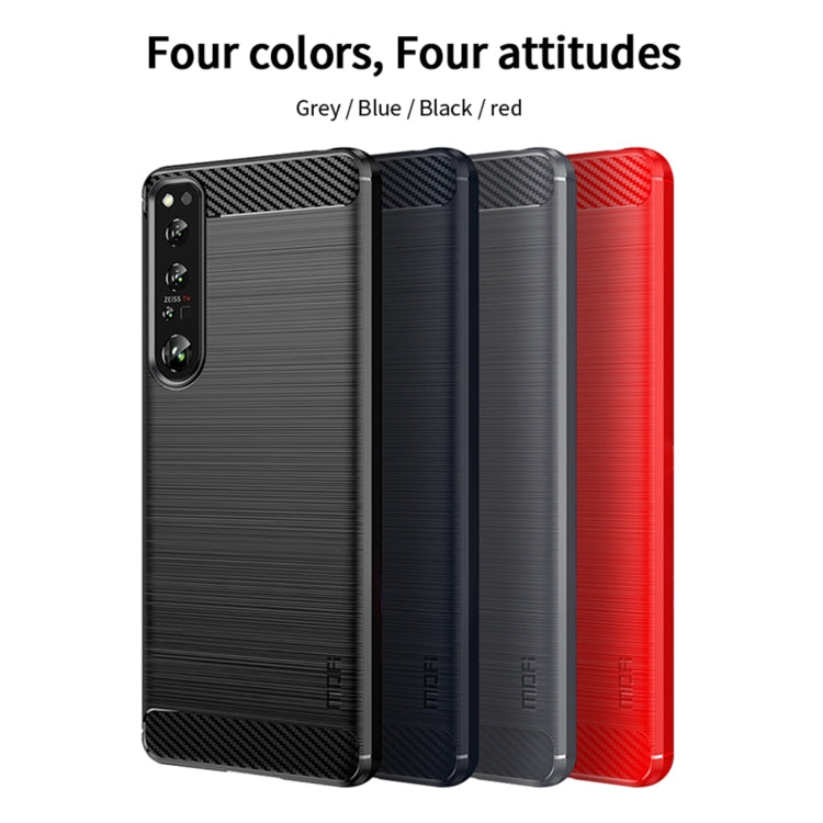 For Sony Xperia 1 IV MOFI Gentleness Series Brushed Texture Carbon Fiber Soft TPU Case(Blue) - Sony Cases by MOFI | Online Shopping South Africa | PMC TechLife | Buy Now Pay Later Mobicred