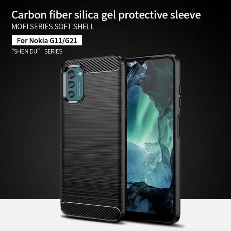 For Nokia G11 / G21 MOFI Gentleness Series Brushed Texture Carbon Fiber Soft TPU Case(Red) - Nokia Cases by MOFI | Online Shopping South Africa | PMC TechLife