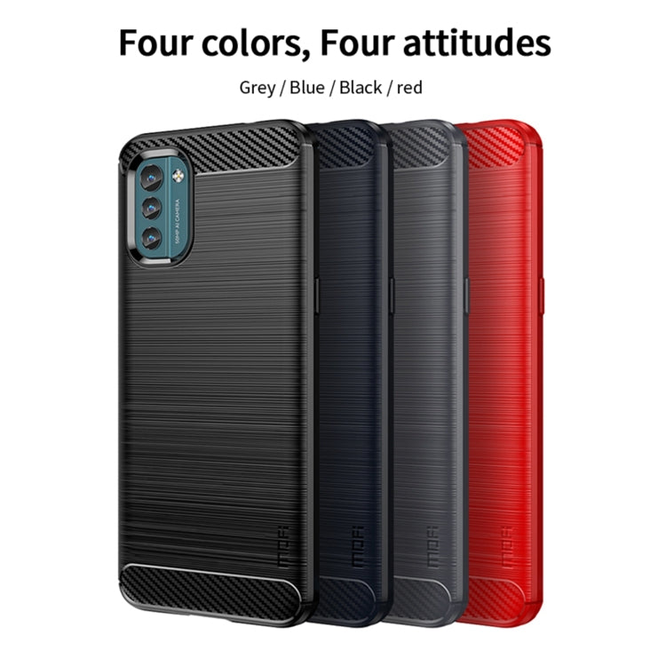 For Nokia G11 / G21 MOFI Gentleness Series Brushed Texture Carbon Fiber Soft TPU Case(Red) - Nokia Cases by MOFI | Online Shopping South Africa | PMC TechLife