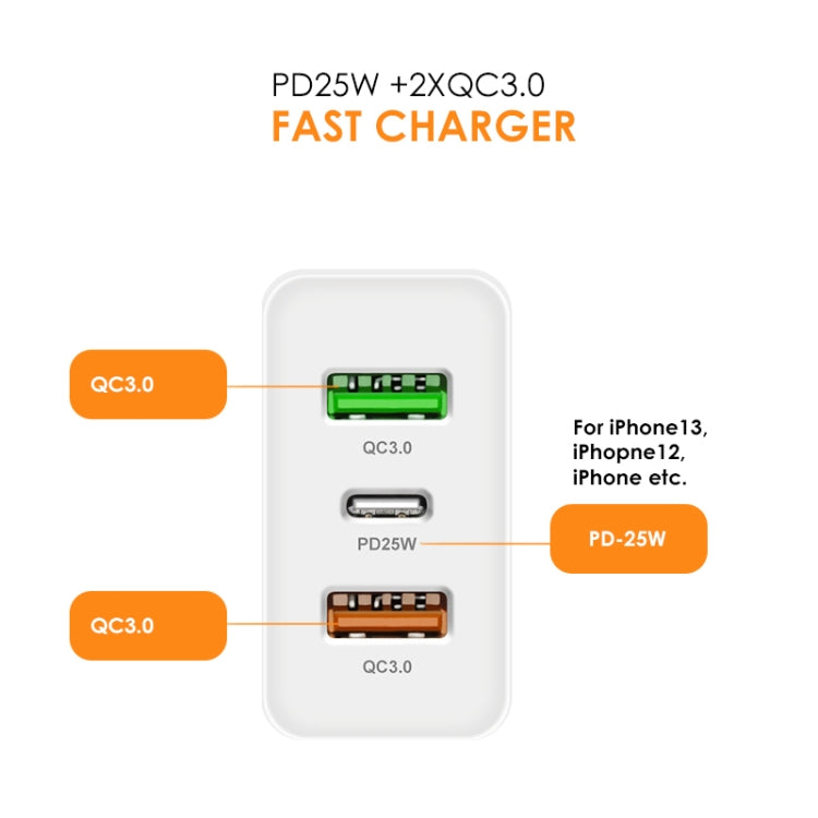 45W PD3.0 + 2 x QC3.0 USB Multi Port Charger with Type-C to 8 Pin Cable, UK Plug(White) - USB Charger by PMC Jewellery | Online Shopping South Africa | PMC Jewellery | Buy Now Pay Later Mobicred