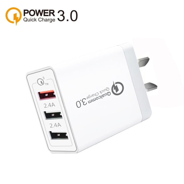 SDC-30W QC3.0 USB + 2 x USB2.0 Port Quick Charger with USB to 8 Pin Cable, AU Plug - free shipping - PMC Jewellery - Order now!