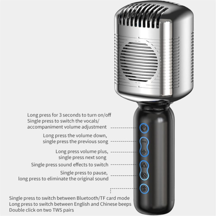 KM600 Wireless Microphone TWS Handheld Noise Reduction Smart Bluetooth-compatible Condenser Mic Music Player for Singing(Gold) - Microphone by PMC Jewellery | Online Shopping South Africa | PMC Jewellery | Buy Now Pay Later Mobicred