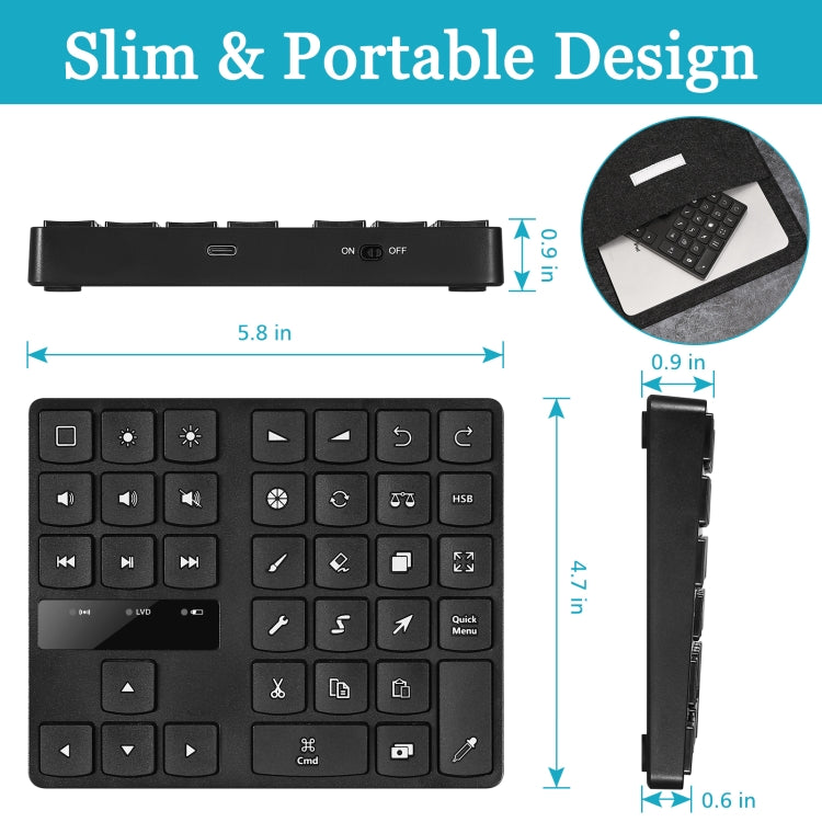 MC-533 Bluetooth 5.0 Painting Keyboard 35 keys Keypad Wireless Digital keyboard - free shipping - PMC Jewellery - Order now!