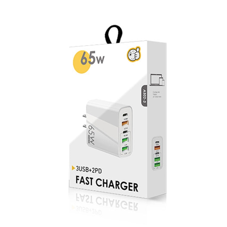 65W Dual PD Type-C + 3 x USB Multi Port Charger with 3A Type-C to 8 Pin Data Cable, US Plug(Black) - free shipping - PMC Jewellery - Order now!