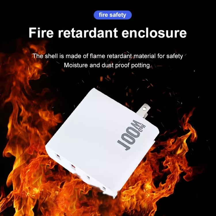 GaN 100W Dual USB + Dual USB-C/Type-C Multi Port Charger with 2m Type-C to Type-C Data Cable Set US / AU Plug - Cable & Adapter by PMC Jewellery | Online Shopping South Africa | PMC Jewellery | Buy Now Pay Later Mobicred