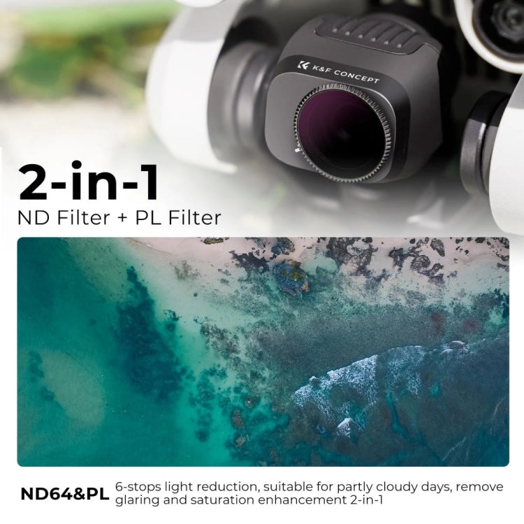 For DJI Mini 3 Pro K&F Concept KF01.2046 ND64PL Lens Filter 6-stops HD Light Reduction Filter - Mavic Lens Filter by K&F | Online Shopping South Africa | PMC Jewellery | Buy Now Pay Later Mobicred