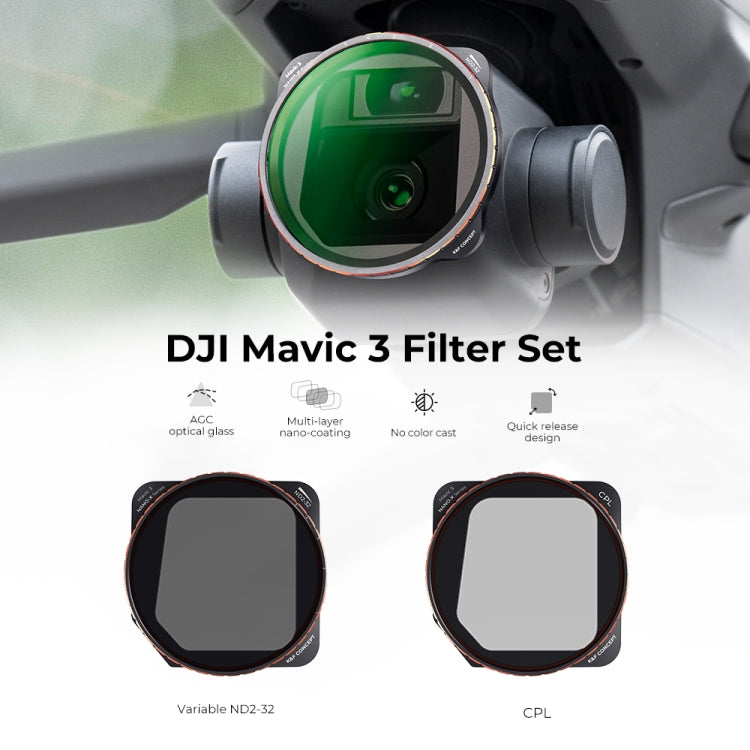 For DJI Mavic 3 / Mavic 3 Cine K&F Concept SKU.1889 2 in 1 Variable ND2-ND32 and CPL Filter Kit - Mavic Lens Filter by K&F | Online Shopping South Africa | PMC Jewellery | Buy Now Pay Later Mobicred